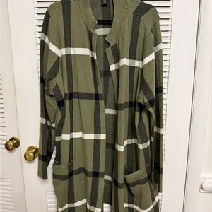 Tahari Green and Black Knit Cardigan